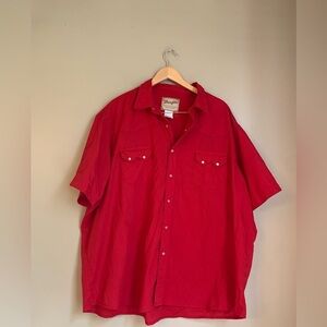 Wrangler vintage snap button short sleeve red shirt
Top western country 3x